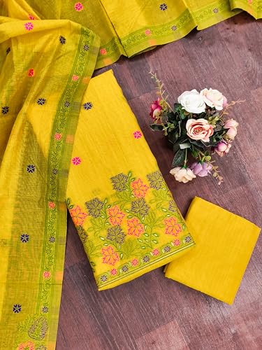 Image of DEVANGI Women's Jamdani Cotton Unstitched Suit & Dupatta Material