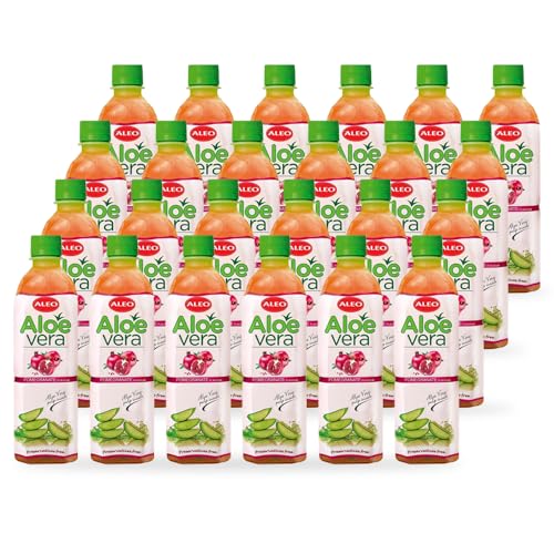 ALEO 0.5L Premium Pomegranate Aloe Vera Drink - Natural, No Preservatives, No Artificial Colors Superior Taste Award 2025