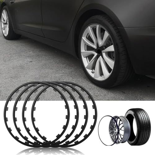 CATRP-Flower Stand 16-20in Wheels Rim Protectors, Anti-Scratch and Anti-Rubbing 4PCS Automotive Rims Guard Protection Rings, Alloy Edge Rim Protectors for All Car Models(Size:20 inch,Color:Black)