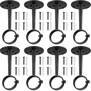 Hotop Staffa per Asta Tende per Montaggio a Soffitto Supporti per Aste Tende Regolabili Supporto per Asta per Guardaroba per Casa Scaffale Guardaroba Parete Finestra con 18 Viti