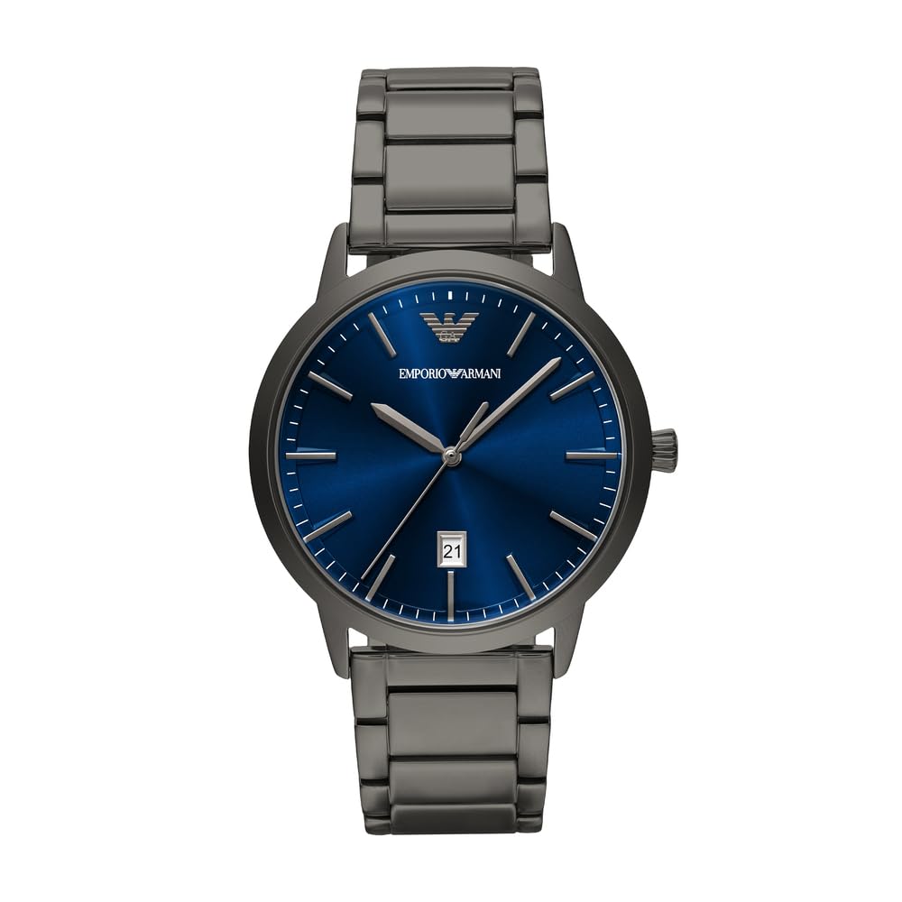 Emporio Armani Herrenuhr mit drei Zeigern, Edelstahl, Gehäusegröße 43 mm