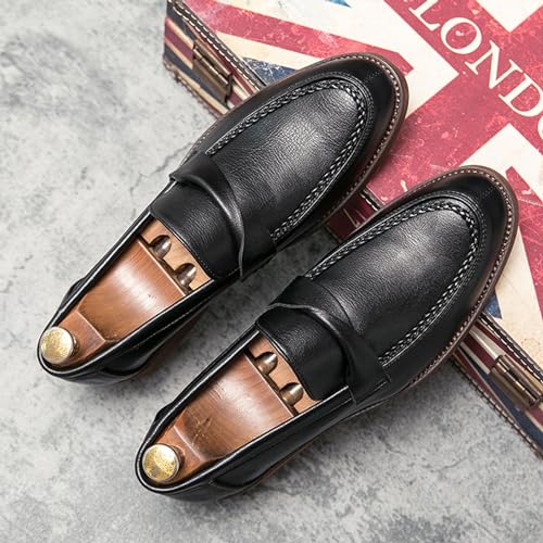 Men's Classic Formal Genuine Leather Penny Loafers Business Casual Non-Slip Leather Dress Oxfords Shoes2