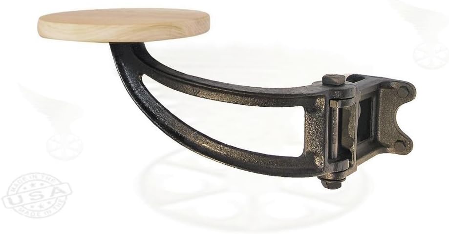 Swing Out Seat - Attached Hanging Bar Counter Island Stool - Cast Iron & Alder Wood