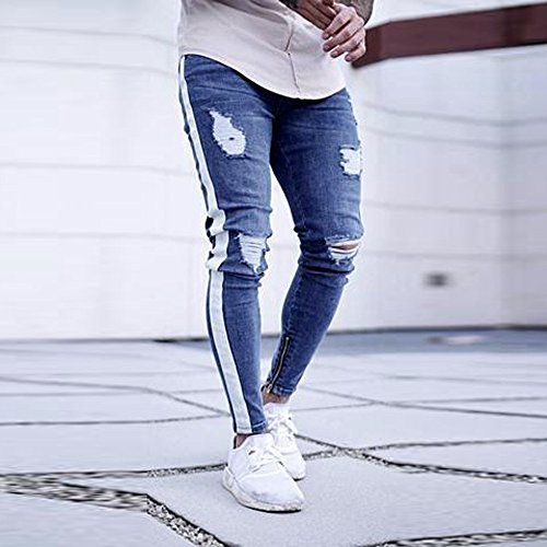 Ymosrh Work Pants for Men Denim Pants Distressed Ripped Freyed Slim Fit Zipper Jeans Trousers Khaki Pants Relaxed2