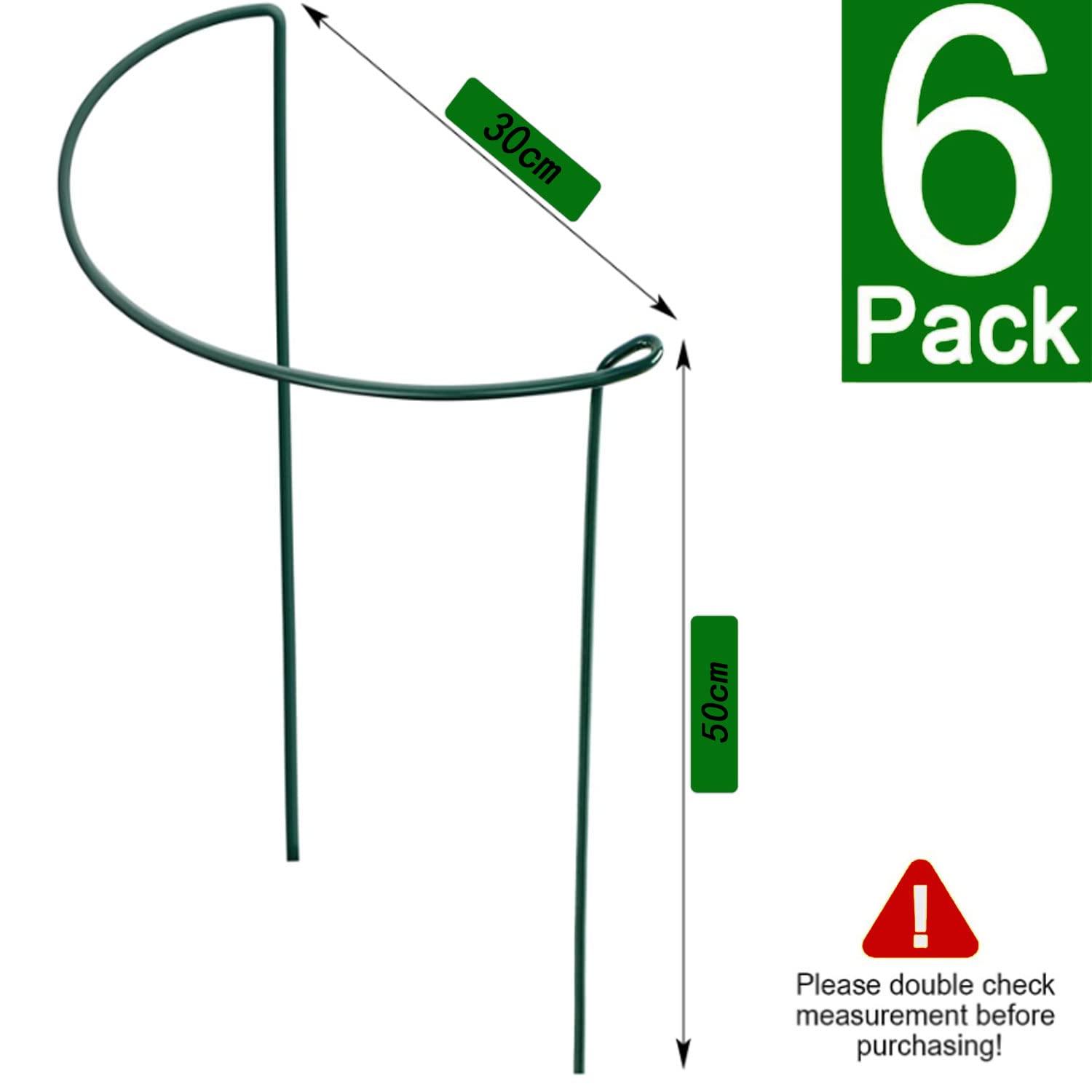 VLYHGO 6PCS 50x30cm Plant Supports for Garden Half Round Ring Plant Support Large Metal Garden Supports for Tomatoes Tulips Roses - Image 4