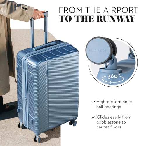Image of Nine West Zion 28 Inch Hardshell Spinner, Large Expandable Checked Luggage, Extra Capacity Suitcase for Extended Travel Lapis