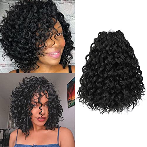 MLETULIPS GoGo Curl Crochet hair Ombre Deep Wave Crochet hair,Beach Curl Water Wave Synthetic Deep Twist Crochet Braid Bohemian Crochet Braiding (10 inch, 1B)