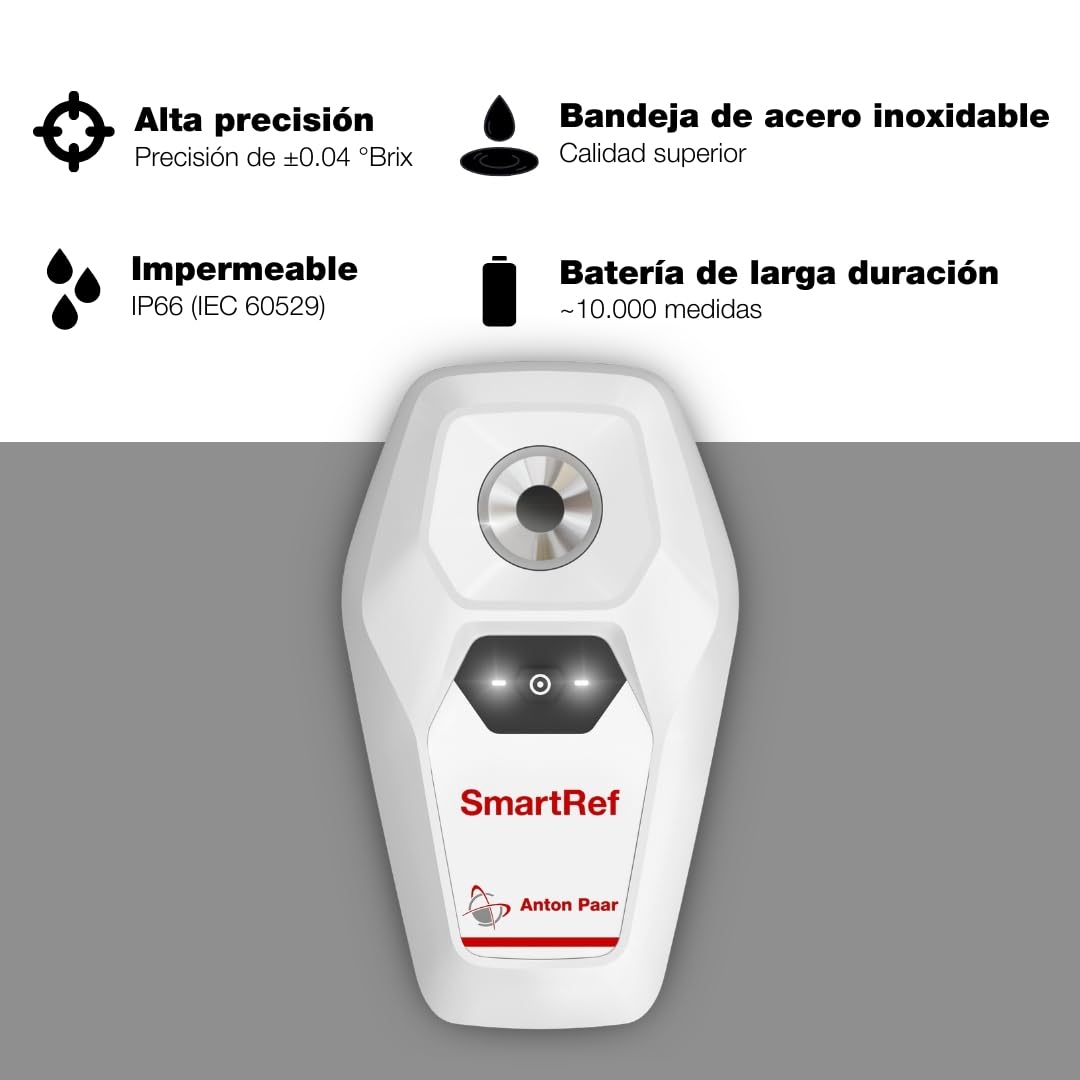 SmartRef by Anton Paar - Refractómetro digital para cerveza, vinificación, fermentación, café TDS, miel, sirope de arce, acuarios | Azúcar, Brix, salinidad, Plato, gravedad específica (SG)