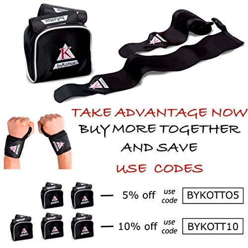 BYKOTTOS Black Wrist Wraps Weightlifting Powerlifting Wrist Wraps Professional Straps Strongest Wrist Support Braces, Bodybuilding Weight Lifting Powerlifting Crossfit Gym Training Bands, Men/Women