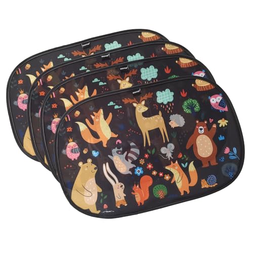 Enovoe 2 Pack Animals Cartoon Car Window Sun Shades for Kids - 21x14 Inches - Baby Sun Shades - Glare and UV Rays Protection Car Window Shades, Suitable for SUVs, Minivans and Full Size Cars
