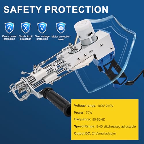 Image of Tufting Gun Kit 2 in 1 Non-Slip Grip Carpet Trimmer kit Digital Screen Controls Speed Rug Gun Kit Cut Pile /Loop Pile Rug Tufting Kit