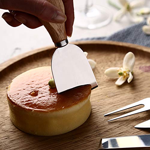 XGzhsa Cheese Knives Set, Mini Cheese Knives, 4 Pieces Stainless Steel Kitchen Cheese Tools Mini Cheese Knives with Wooden Handle for Cake Dessert Cheese Salad - Image 9