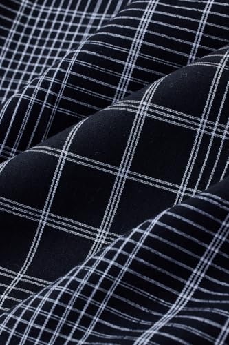 Image of SNITCH Men Casual Shirt | Regular Fit Full Sleeve Mandarin Collar Check Pattern | Cotton Linen Blend & Breathable Fabric for Office & Everyday Wear