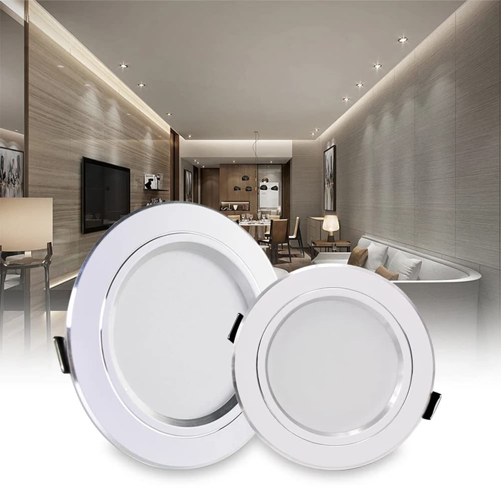 YBIOK 2.5-4Inch Downlight With Baffle Trim Chrome Directional Ceiling Light Wafer Light 5-18W Spotlights 2 Pack LED Can Light Warm White