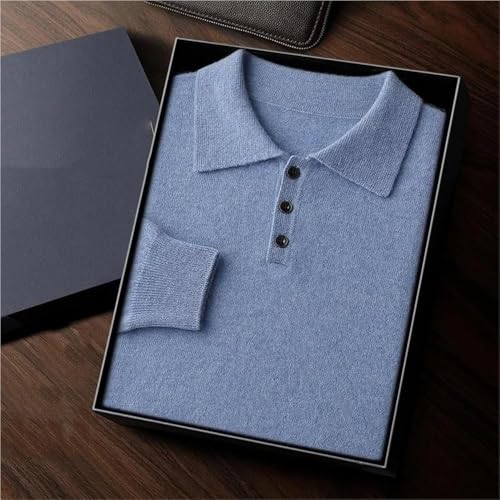 Men's Cashmere Wool Lapel Knit Sweater Loose Fit Polo Pullover Comfortable Warm Versatile Office Wear Casual Top2