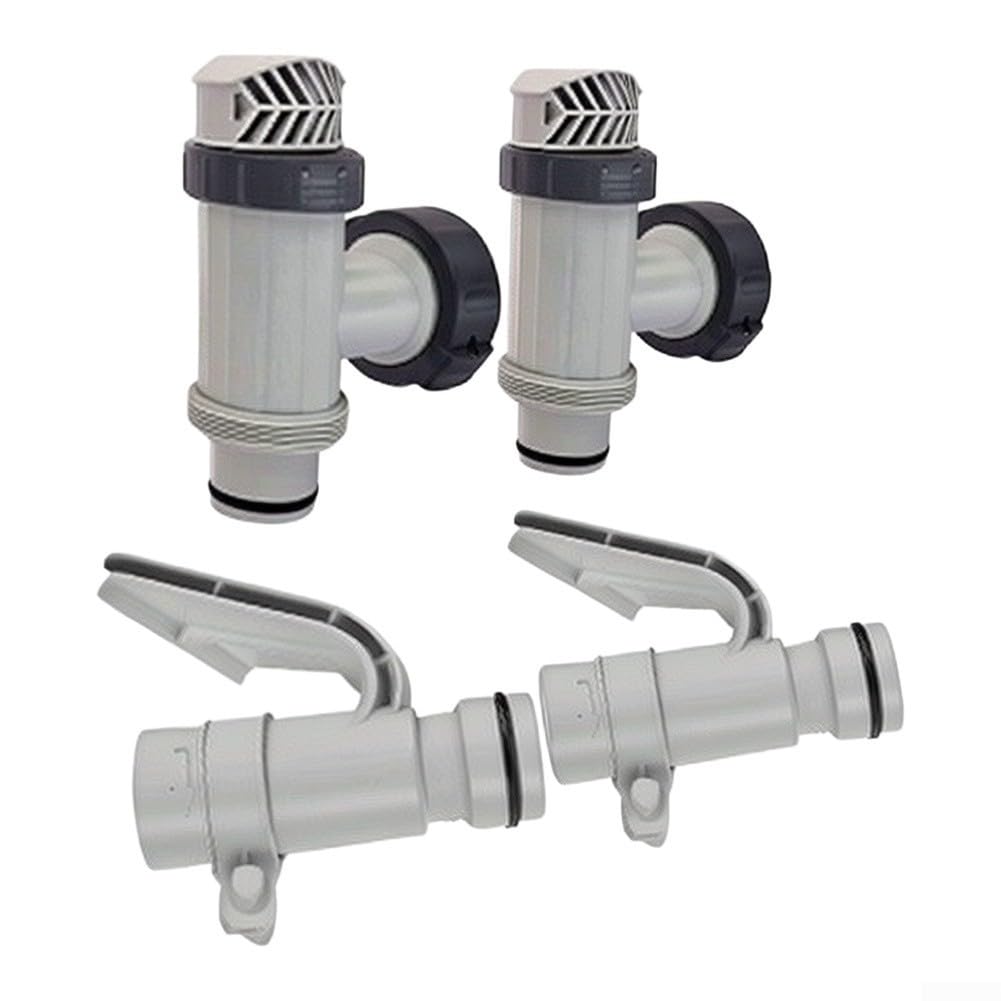 Kit di connettori per tubo della piscina con valvola a stantuffo, adattatore in plastica robusta per sistemi di filtraggio fuori terra e valvola di scarico