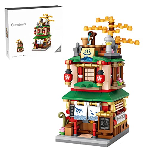 MKABL Japanische Straßenszene Modellbausatz, Japanische Onsenya Modellbausatz Nicht Kompatibel mit Lego - 399 Teile