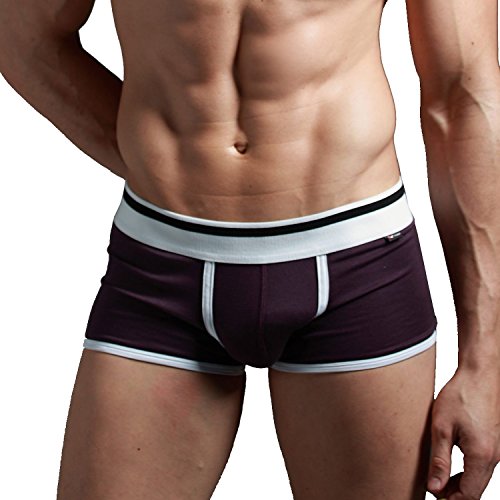 XUBA Mens Low Rise Sexy Underwear Trunk Boxer Brief Wine Red XB05