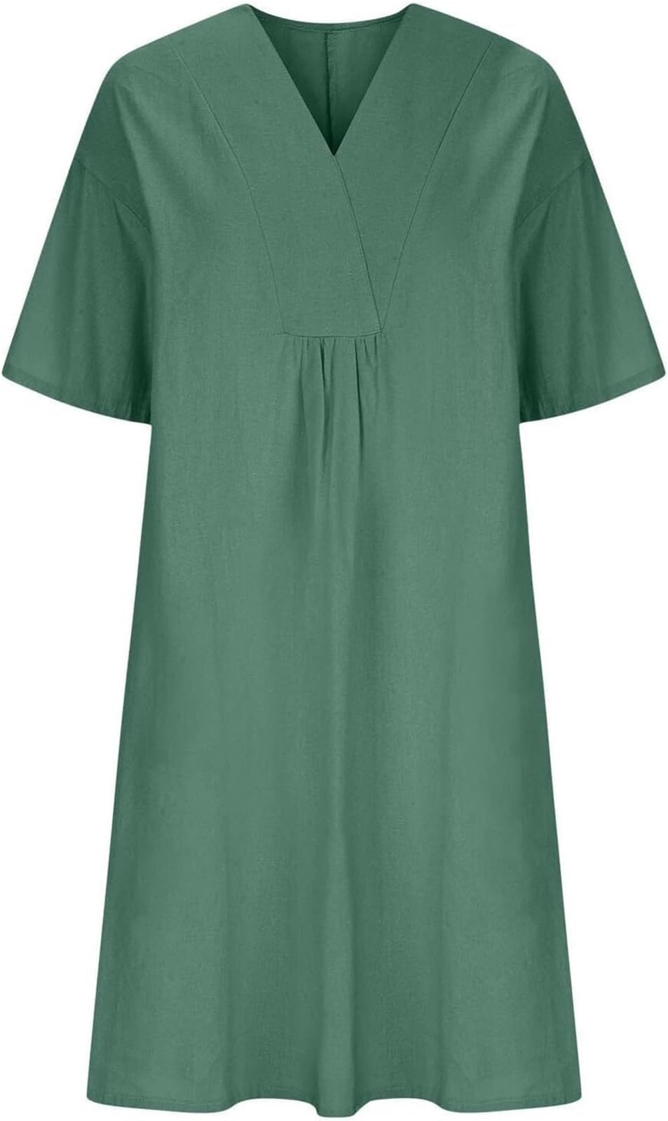 Amazon.com: 2025 Women's Cotton Linen Midi Dress Summer Beach Casual Gauze  Dresses V Neck Shift Dress Loose Fit Trapeze Dress(Green02,Large) :  Clothing, Shoes & Jewelry