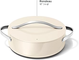 Caraway Rondeau - 6 Qt Non-Stick Pan with Lid - Free From Forever Chemicals - Perfect for Searing, Braising, & Roasting - Cream