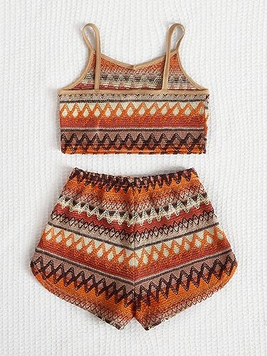Image of Floerns Girls 2 Piece Outfit Allover Print Spaghetti Strap Cami Top with Shorts Set