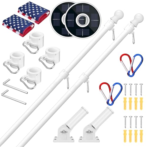 Mât de drapeau anti enroulement 1,8 m blanc ZMTECH lot de 2 pièces