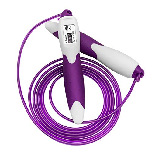 Jesaisque Jump Rope - Adjustable Aerobic Exercise Decompression Fitness Training Skipping Rope for Workout, Exercise, Keeping Fit, Training and Weight Loss (Purple, One Size)