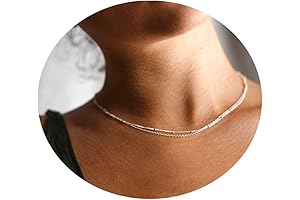 Dainty Silver Necklace for Women, 14k Gold Plated/Sterling Silver Satellite Choker Necklace...