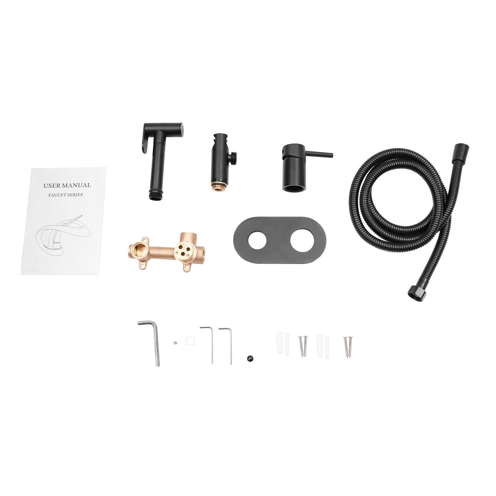 Unterputz-Dusch-WC-Pistole,UP-Dusch-WC-Aufsatzpistole für die Toilette,Druckverstärk-WC-Duschkopf Set,Einbausatz Druck-Bidetpistole mit Standard G1/2 Anschluss,für die tägliche Körperpflege (Schwarz)