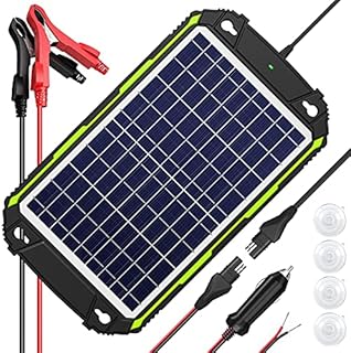 10W 12V Solar Battery Charger & Maintainer, Waterproof Solar Panel Trickle Charger, Built-in Intelligent MPPT Charge Controller for Car, Boat, RV, Marine, ATV, Trailer, Powersports, Snowmobile