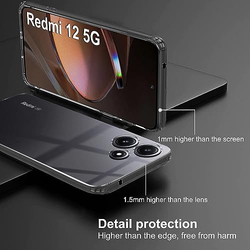 Image of Fashionury Shockproof Back Case Cover for Mi Redmi 12 5G | Raised Bumps for Camera & Screen Protection | Ultra Clear Soft Silicone Back Cover Case for Redmi 12 5G