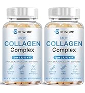 BEWORD Multi Collagen Softgels for Women &amp; Men, 120 Capsules - Type I,II,III,V,X Hydrolyzed Colla...