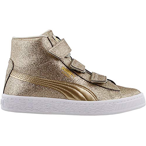 PUMA Unisex Basket Mid Strap Glitz Kids Sneaker, birch, 10.5 M US Little Kid3