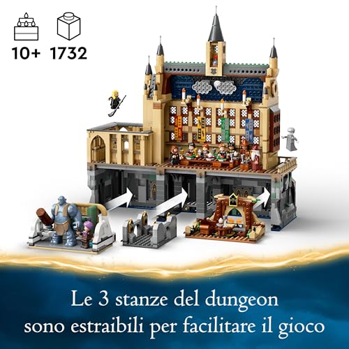 Harry Potter Castello di Hogwarts: Sala Grande, Giocattolo da Collezione con 11 Minifigure tra cui Hermione Granger, Giochi Fantasy per Bambini e Bambine da 10 Anni, Idea Regalo Magica 76435 - Lego - Immagine 2