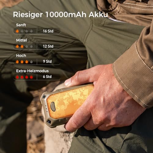 OCOOPA IP56 Wasserdichter Wiederaufladbarer Handwärmer, 10000 mAh PD Schnelllade Elektrisch Handwärmer, USB Powerbank, 16 Stunden Wärme, Eingebaute Taschenlampe, Outdoors, Camping, UT4 Extreme