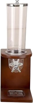 Cereal Dispenser Countertop Dry Food Container w/PC Bucket and Wooden Base Single/Double/Triple Head 4L