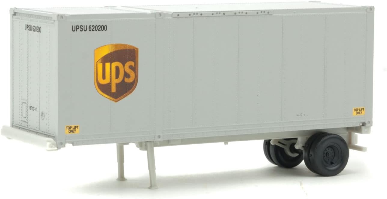 28' Container with Chassis 2-Pack - Assembled - United Parcel Service (Modern Shield Logo, Gray, Brown, Yellow)