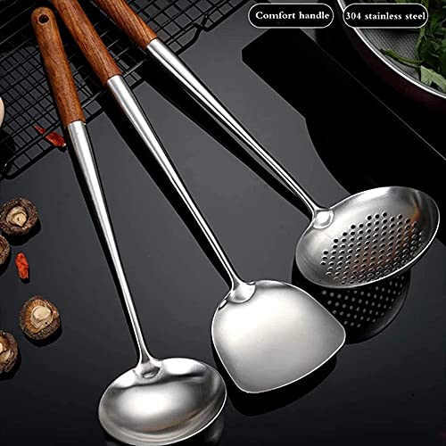 Espátula e concha wok, conjunto de ferramentas de concha de escumadeira, espátula para wok, espátula
