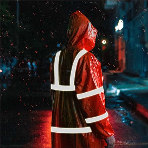 Image of caparazon High Visibility Long Raincoat with Reflective Safety Features - Waterproof Hooded Rain Jacket for Men