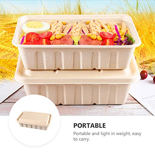 Cabilock 10 unidades de caixa de recipientes de alimentos biodegradáveis com tampas Bento para micro