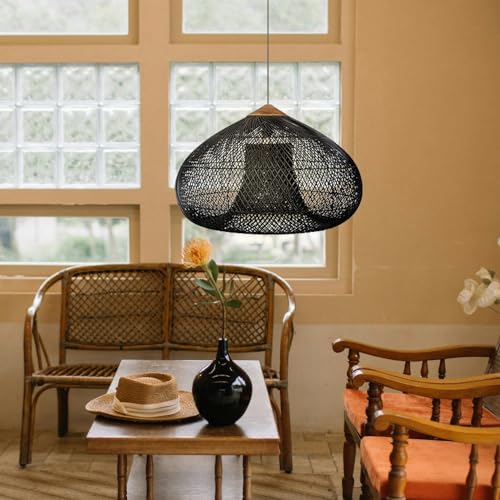 Lámpara de ratán colgante regulable que elimina la luz fría en cocinas 2