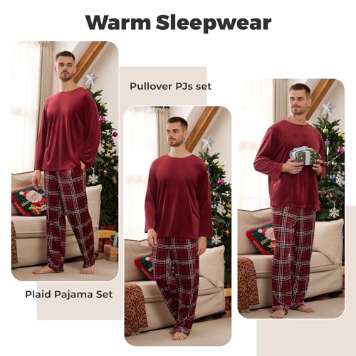 Couples Pajama Set, Soft Long Sleeve Plaid Pjs Set Warm Matching Sleepwear for Men and Women4