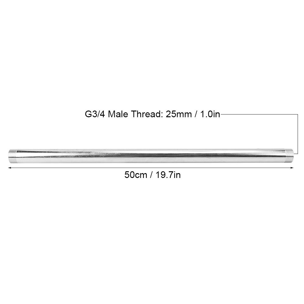Duokon Edelstahl Rohrverschraubung mit Außengewinde G3/4 männlich, 50 cm, 1 Stück, Silber, für Gas, Wasser, Sanitär, Hardware