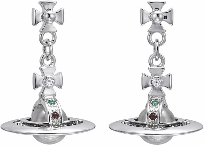 Cute Silver Plated Saturn Stud Earrings Planet Charms Cubic Zircon Dangle for Women Statement Jewelry Gifts