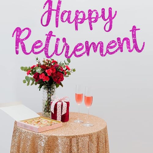 Image of BEISHIDA Pre-Strung Glitter Purple Happy Retirement Banner Party Decoration