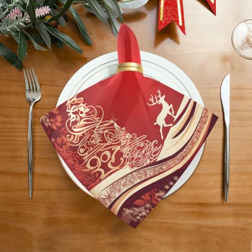 Servilletas de Tela Navideñas Multicolor Pack x6 Polyester 20x20 in miniatura 3