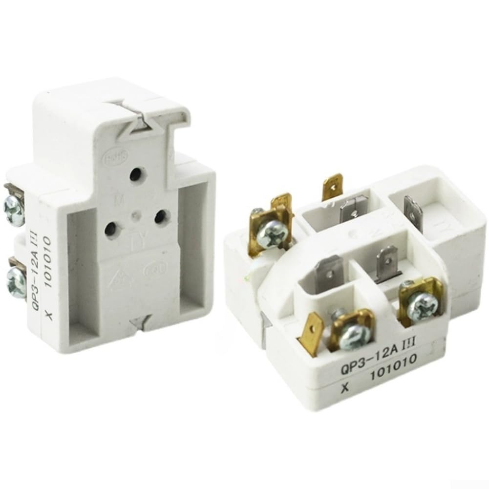 Relé de arranque para frigorífico, compresor de 12 A, 10 pines, color blanco, con protección contra sobrecarga