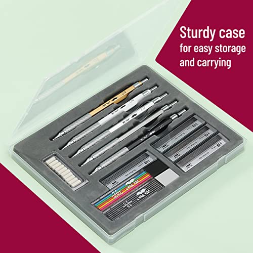 Mr. Pen- Metal Mechanical Pencil Set With Leads And Eraser Refills, 5 Sizes - 0.3, 0.5, 0.7, 0.9 And 2 Millimeters, Sketching Pencils, Drafting Pencil, Mechanical Pencil #TOP3