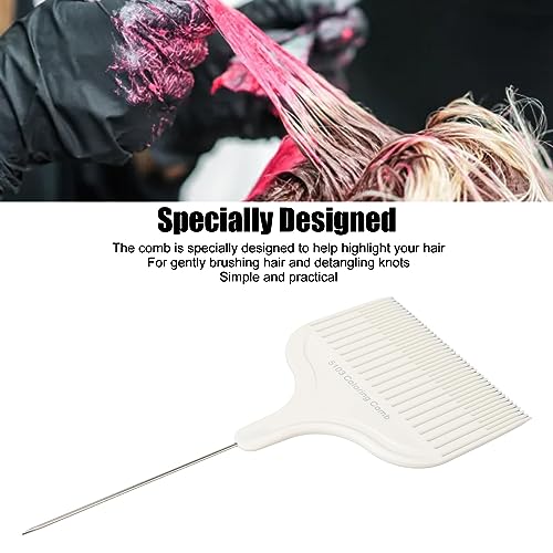 Hair Dyeing Comb,Hair Comb Stylists Styling Comb,Professional Steel Needle Pointed Tail Sectioning Highlights Comb for Hair Dying (White) - Image 3