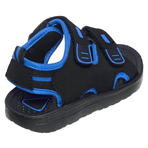 Skysole Boys Double Adjustable Strap Lightweight Sandals (See More Colors And Sizes), Black/Royal, 9-10 Toddler #TOP2